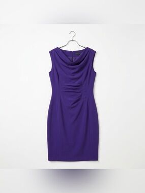 Chelsea Rose Elegant Purple Cowl-Neck Midi Dress